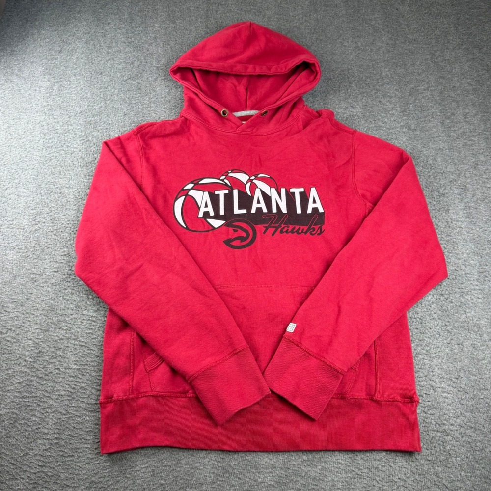 Tailgate Atlanta Hawks Hoodie Men's Large Red Graphic Pullover Fleece Sweatshirt